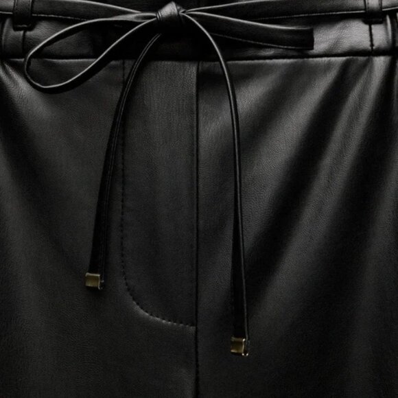 Zara - Faux Leather Wide Leg Pants - NWOT - Picture 2 of 5